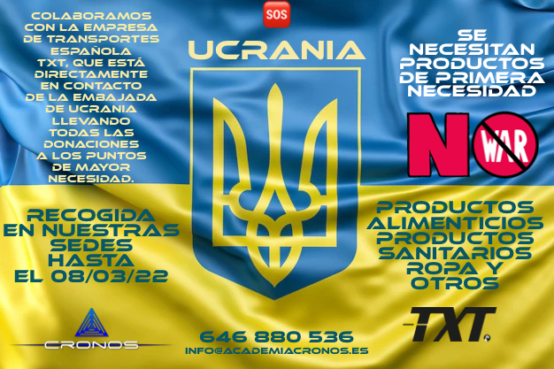 Recogida de alimentos, ropa y productos sanitarios, para auxiliar a Ucrania (hasta el 8/03)
